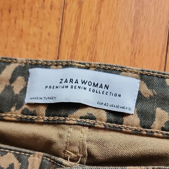 Zara Woman Premium Leopard Print Jeans-Women's Size 10 - Picture 2 of 4